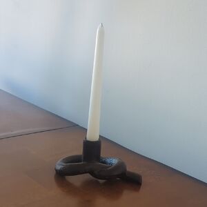 Brutalist Modern Black Candle Holder Iron